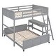 preview thumbnail 5 of 34, Space-Saving Twin Over Full Bunk Bed with Desk and Drawers - Solid Pine, White/Grey