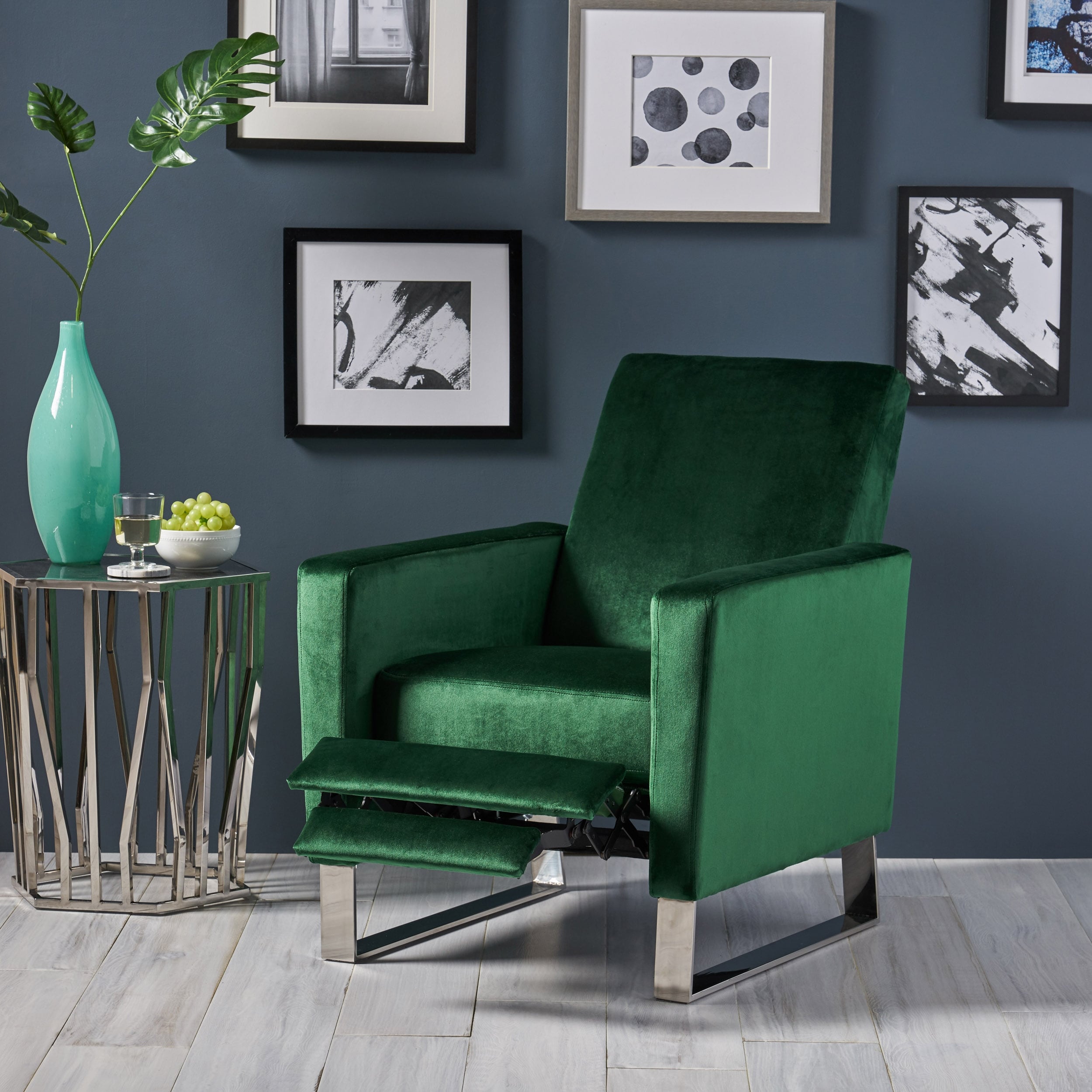Velvet green recliner deals