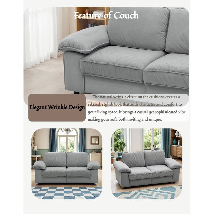 79" Loveseat Sofa Couch with Under-Seat Storage, Elegant 2-Seater Settee with Pillow Top Armrests for Living Room