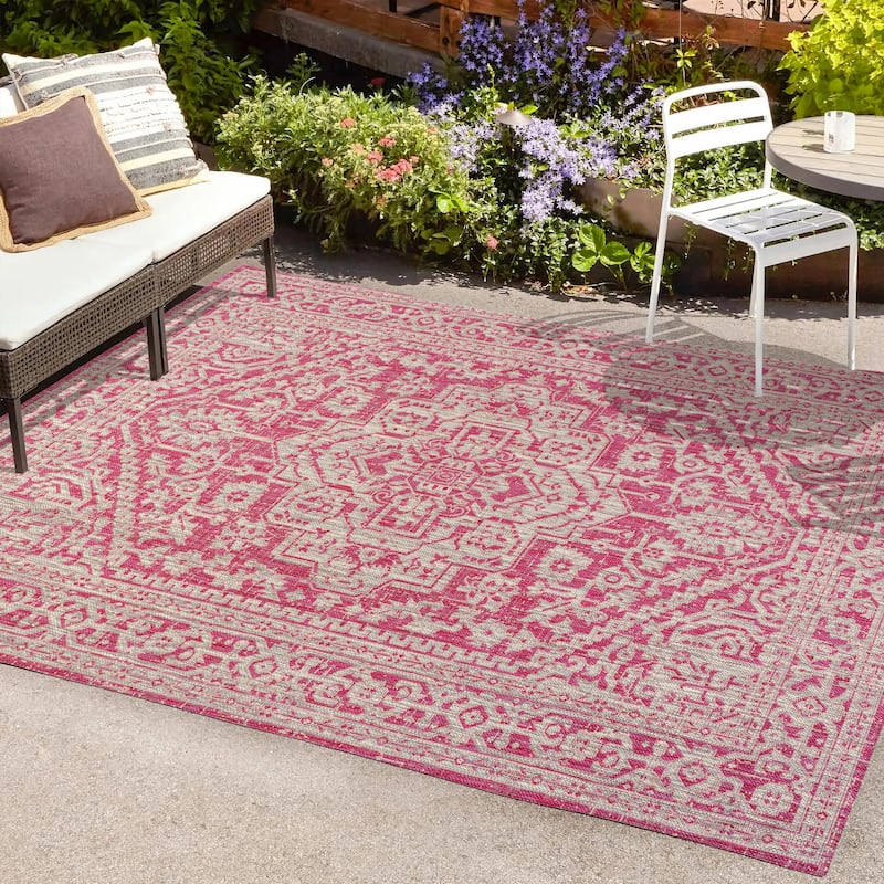 JONATHAN Y Rozetta Medallion Textured Weave Indoor/Outdoor Area Rug