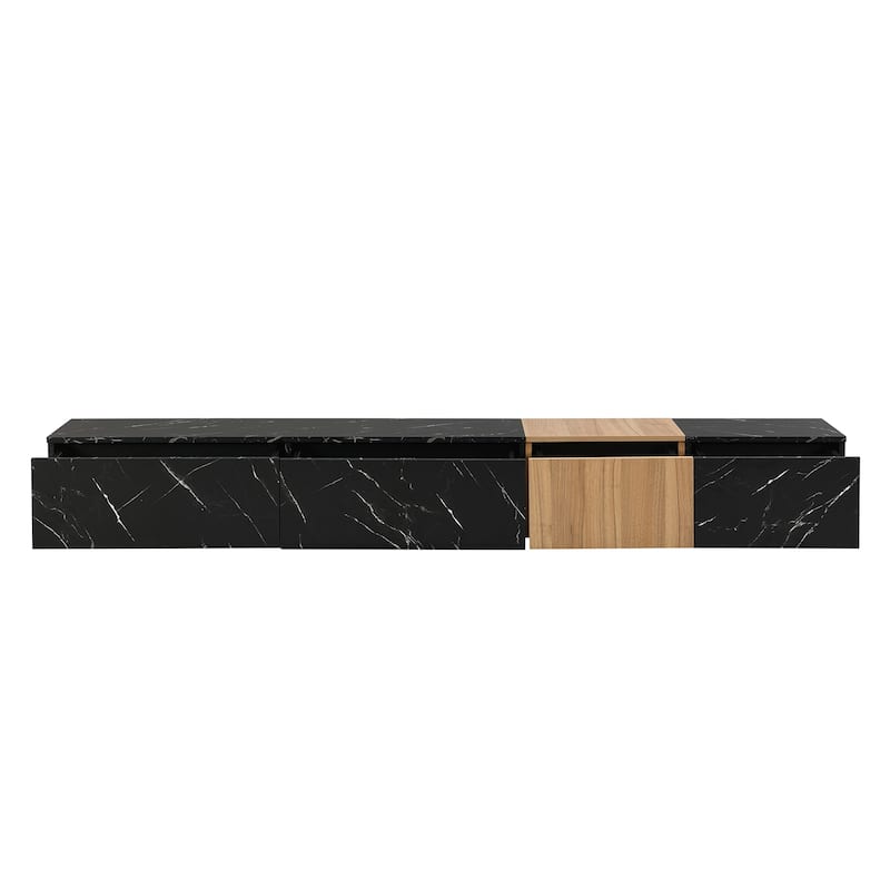 Modular TV Stand for TVs up to 88'' with Faux Marble, 4 Storage Drawers, Modern Media Console for Living Room