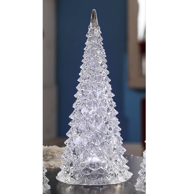 Set Of 2 Clear Led Lighted Christmas Decorative Pine Trees 12