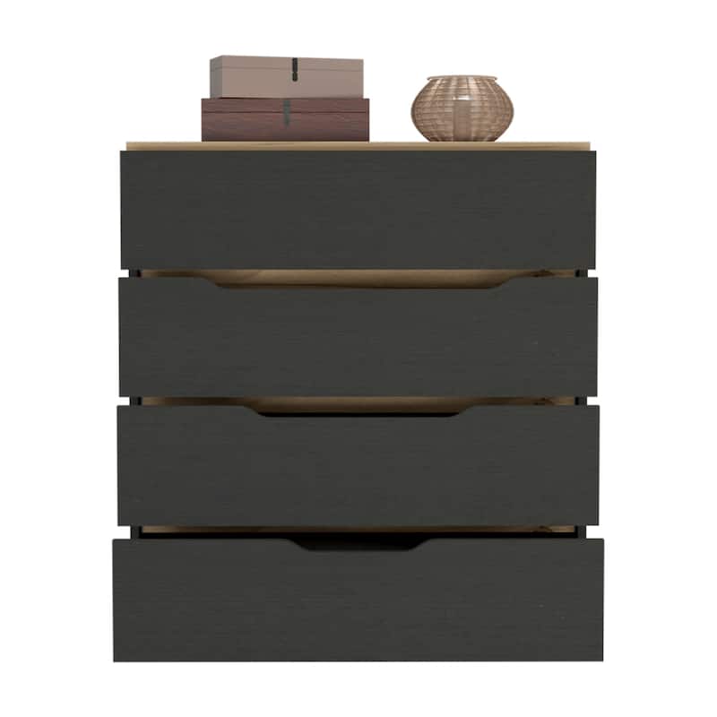 Black Wengue and Light Oak Modern Dresser with Smooth Glide Drawers, Stylish Two-Tone Finish, and Wide Storage