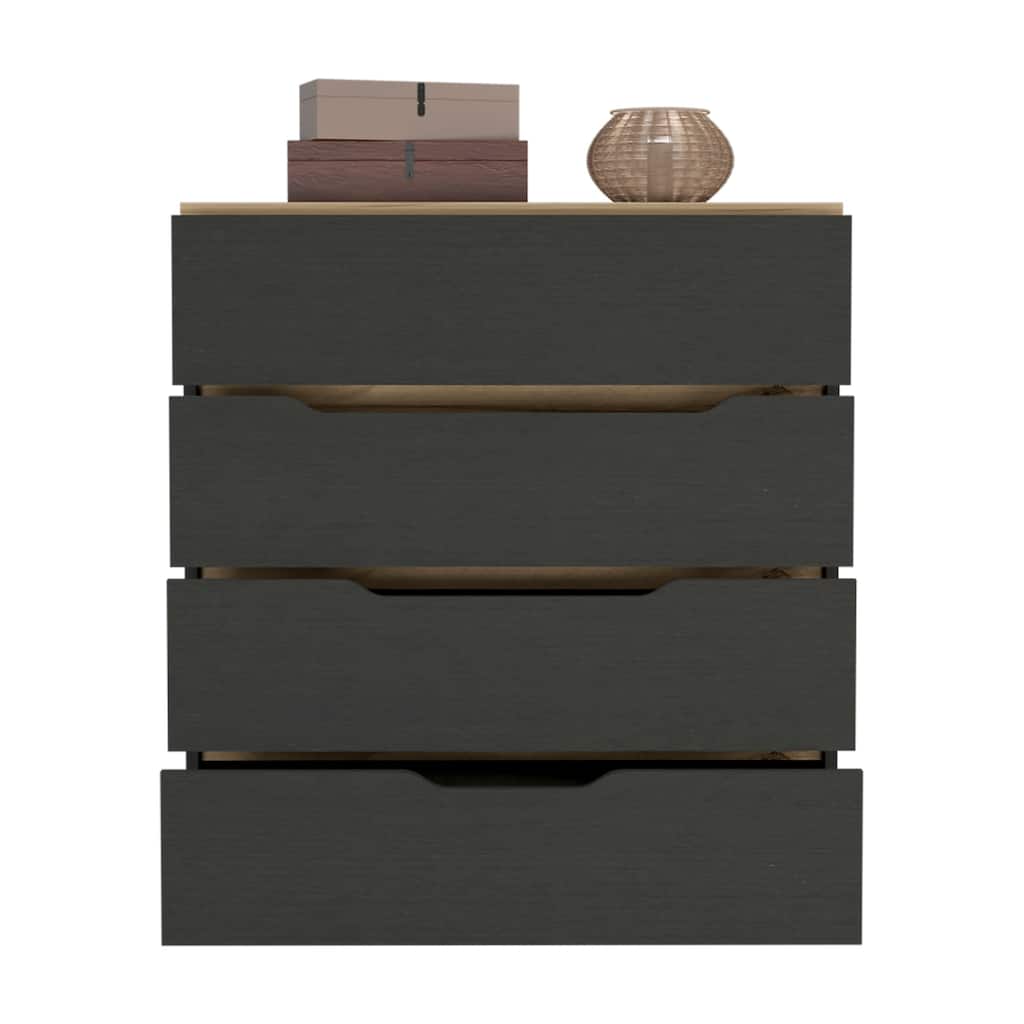 Black Wengue and Light Oak Modern Dresser with Smooth Glide Drawers, Stylish Two-Tone Finish, and Wide Storage
