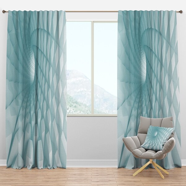 Blue Water Drop Triangle Flowers Printing 3D Blockout Curtains Fabric Window 