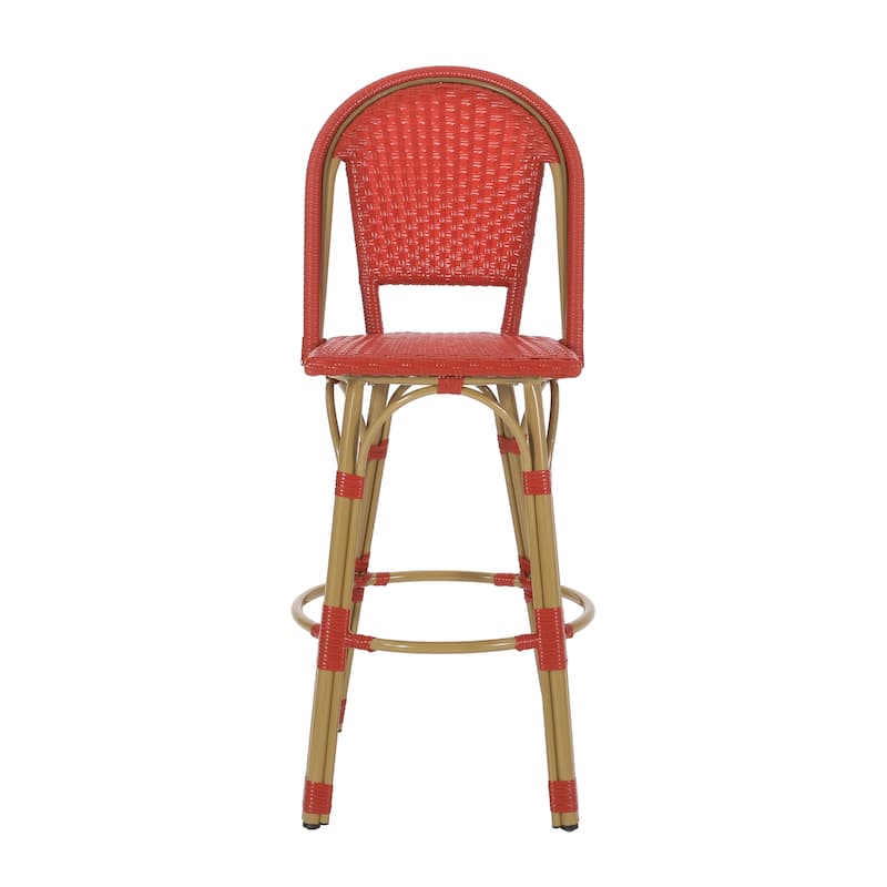 Shelton Wicker and Aluminum Outdoor 29.5 Inch Barstools by Christopher Knight Home -Set of 2