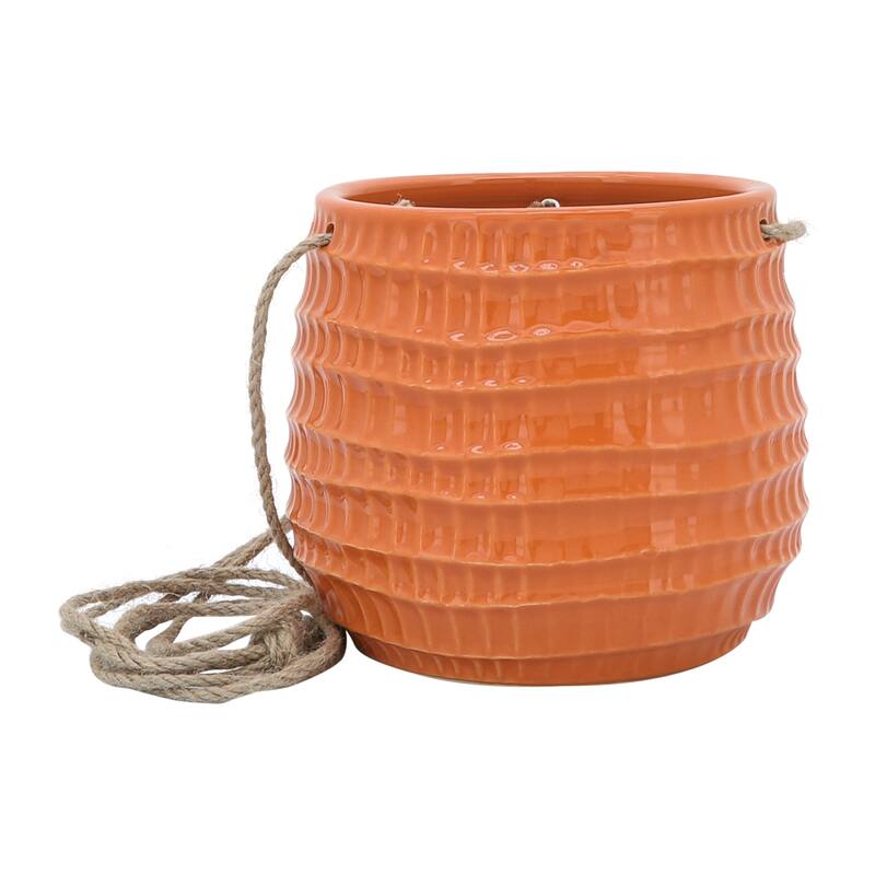 Sagebrook Home Neutral Textured Ceramic Hanging Planter