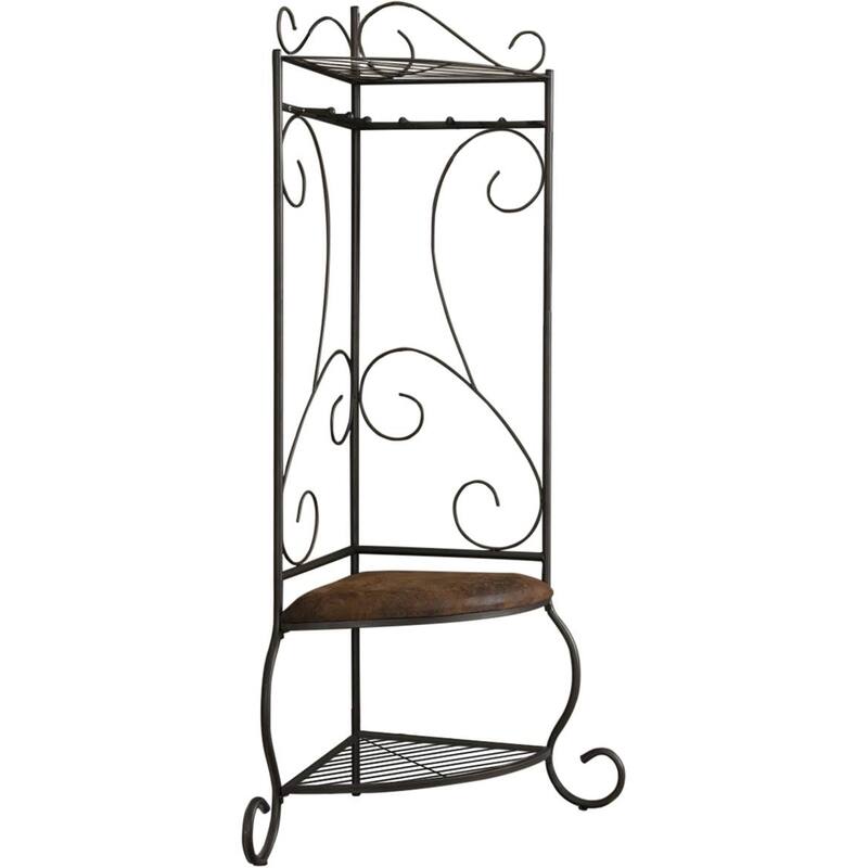 Corner Metal Hall Tree Entryway Coat Rack Upholstered Storage Bench Shoe Rack - 24.75" W x 24.75" D x 70.25" H