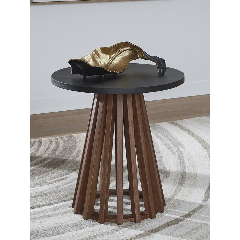 Signature Design by Ashley Kallari Black/Brown End Table - 23.63" W x 23.63" D x 25" H