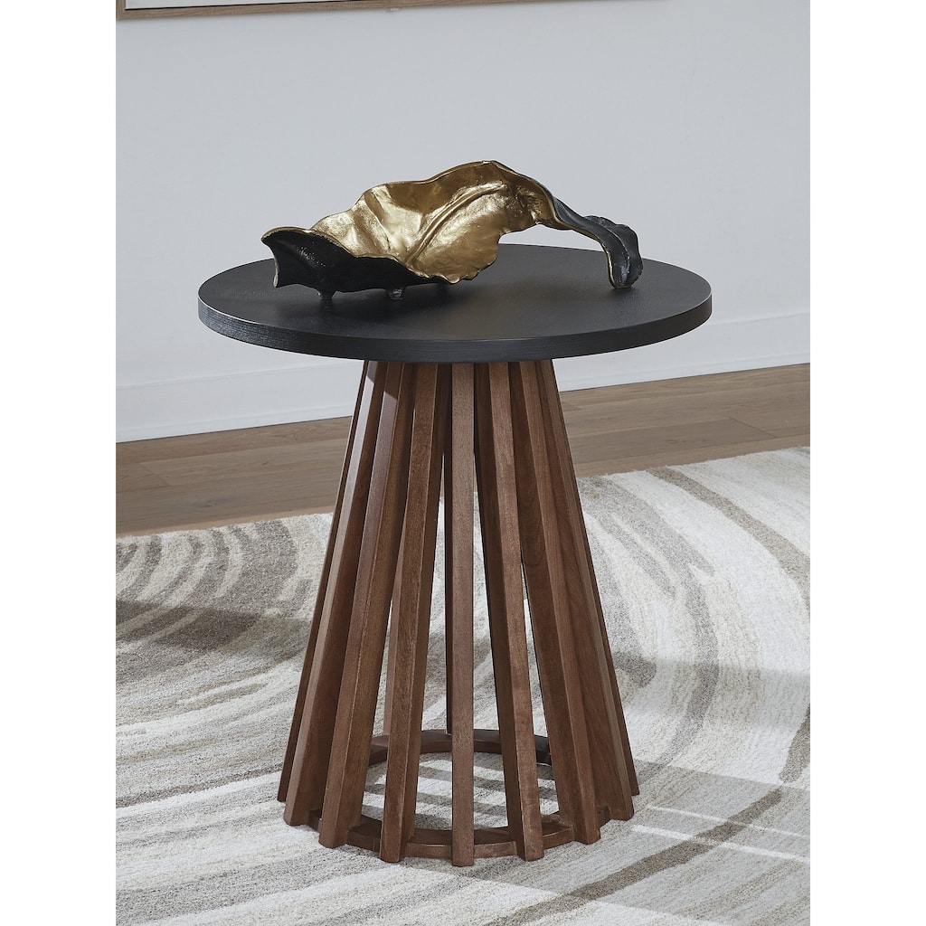 Signature Design by Ashley Kallari Black/Brown End Table - 23.63" W x 23.63" D x 25" H