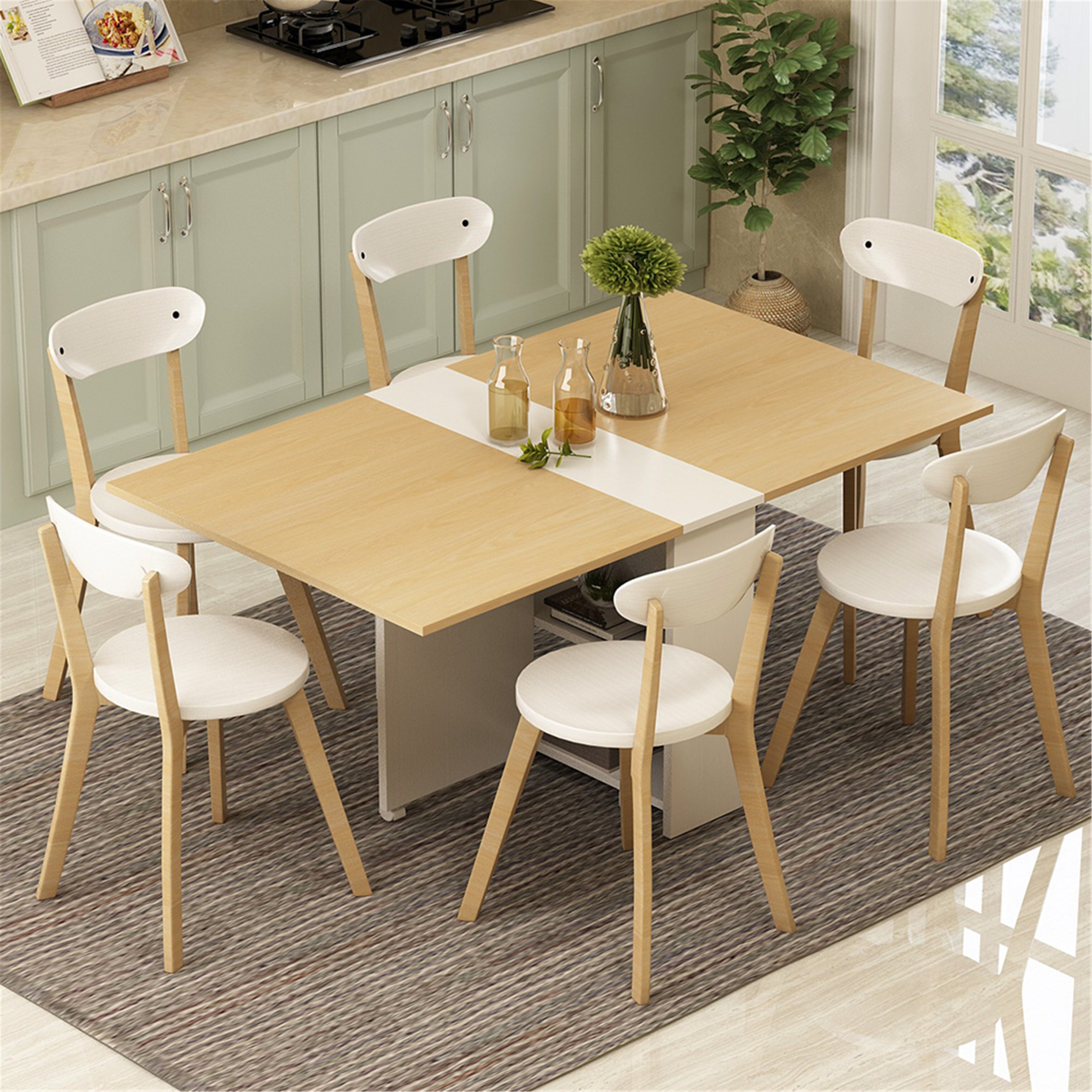 Shop Folding Dining Table 6 Wheels Movable Table Overstock