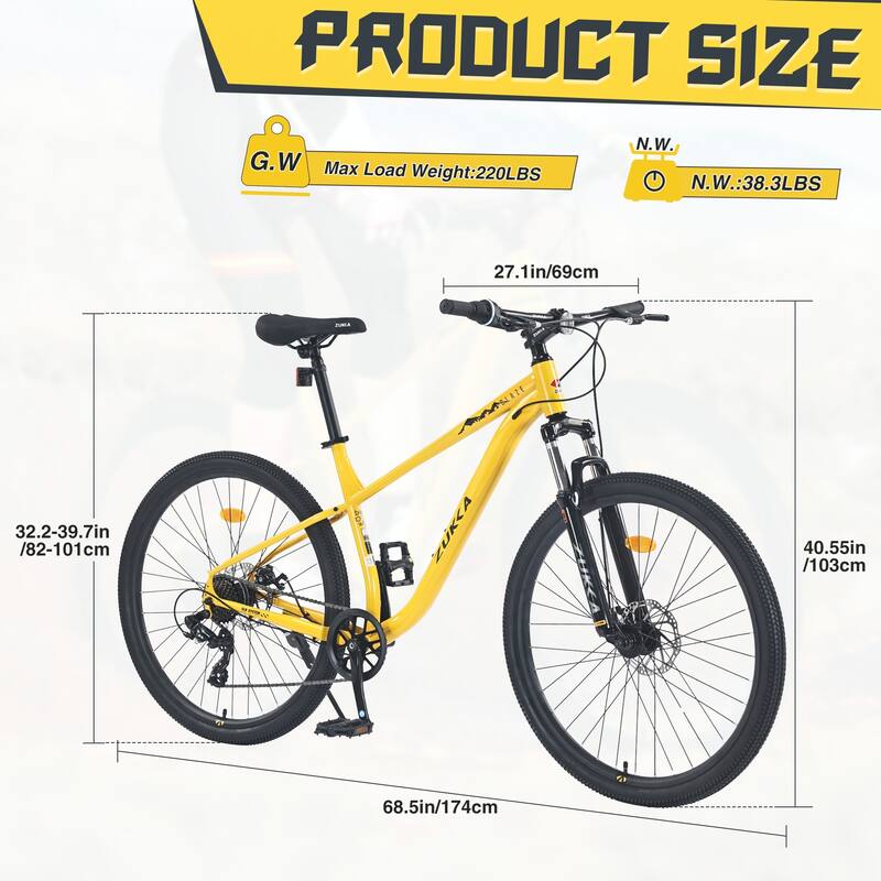 27.5 Inch Wheels 8 Speed Mountain Bike, Front Suspension,Yellow
