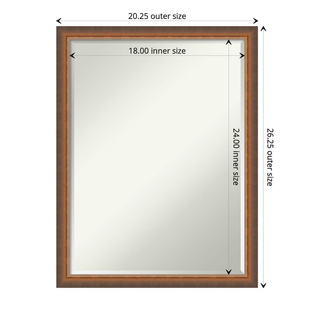 Two Tone Half-Inch-Bevel Wood Framed Bathroom Vanity Wall Mirror - Glass Size 18x24