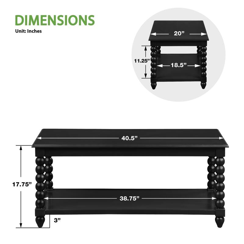 Elise Coffee Table in Black Finish