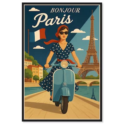 Scooter French Travel Canvas by Art Remedy
