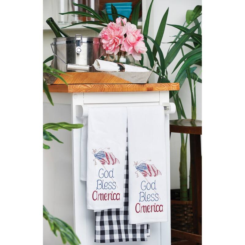 God Bless America July Fourth Flour Sack Cotton Kitchen Towel