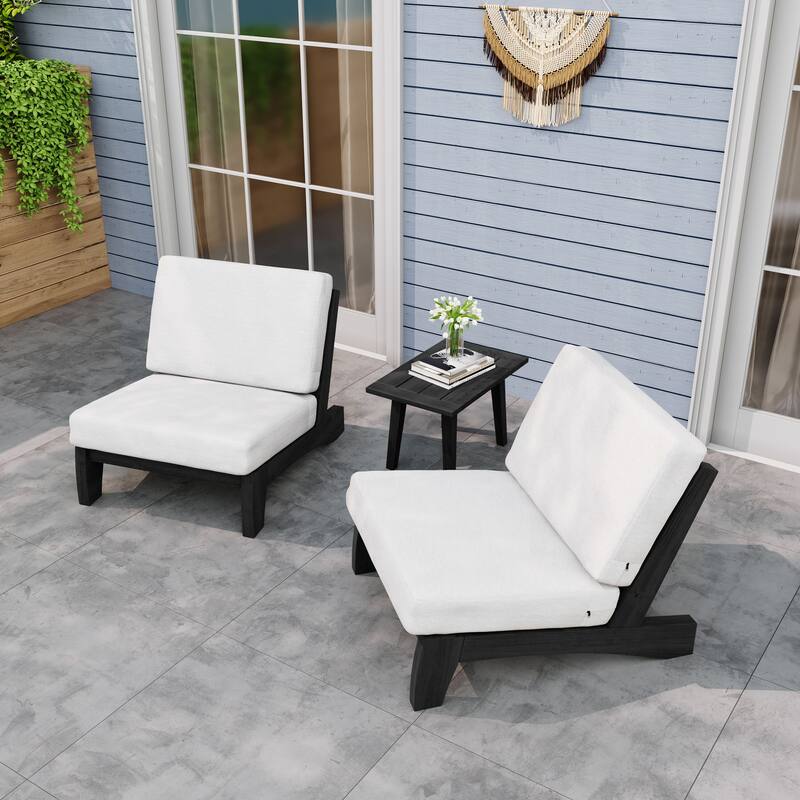 Outdoor Sectional Furniture Teak Conversation Set with Side Table