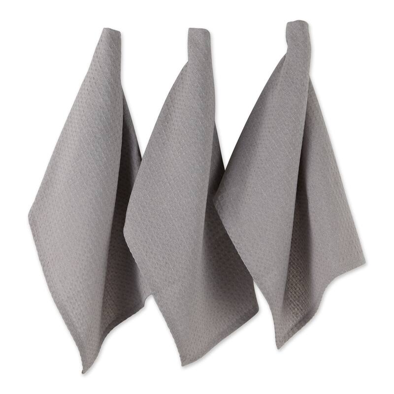 DII Black Recycled Cotton Waffle Dishtowel (Set of 6) - Gray