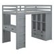 preview thumbnail 13 of 32, Twin Loft Bed with Desk, Shelves, and LED Light, Grey