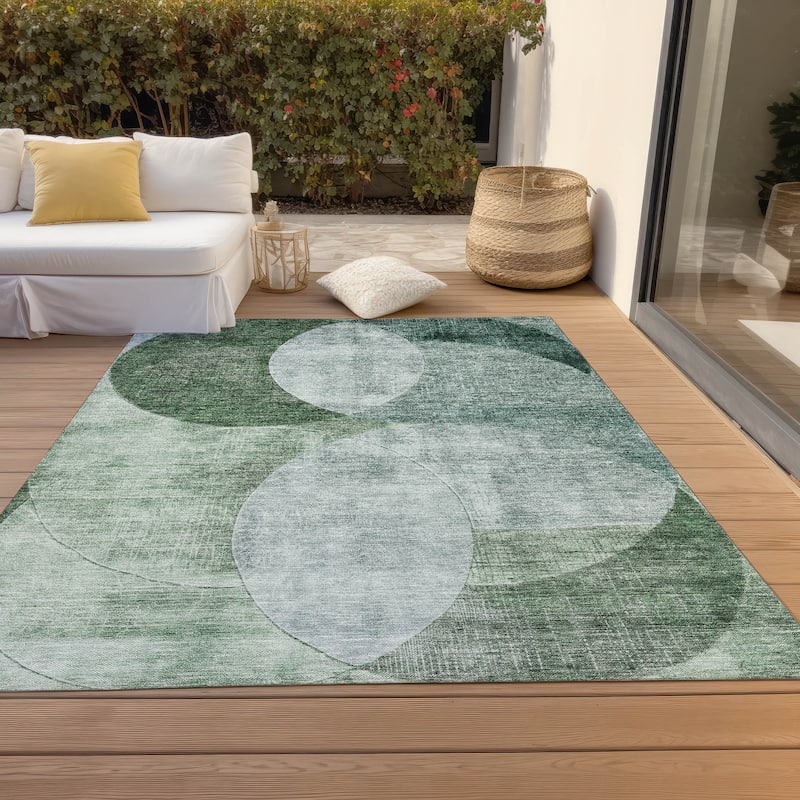 Machine Washable Indoor/ Outdoor Contemporary Deco Chantille Rug