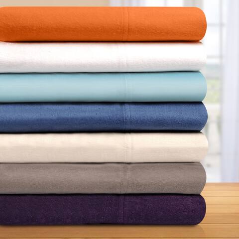 Modern Solid Classic Flannel Cotton Bedding Sheet Set by Superior