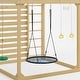 preview thumbnail 9 of 14, Backyard Playground Set with Rock Climbing Wall, Dual Climbing Ladders, Flying Saucer Swing & Gym Rings, Solid Cedar Wood Frame