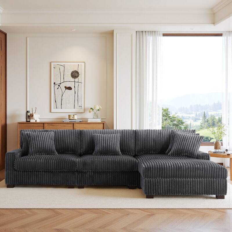Modular Sectional Sofa Set with Adjustable Headrests and Ottomans