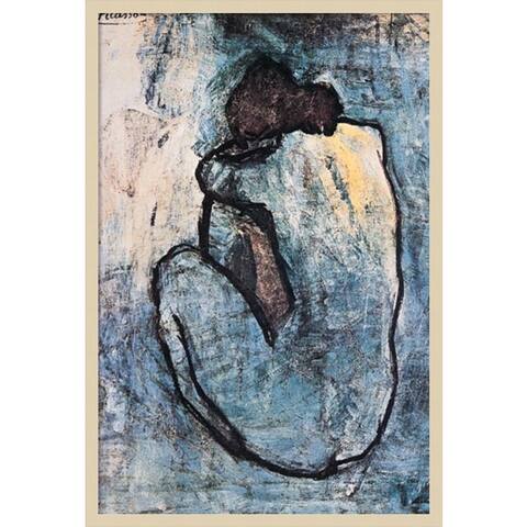 The Blue Nude (Seated Nude) 1902 by Pablo Picasso Framed Textured Wall Art Print