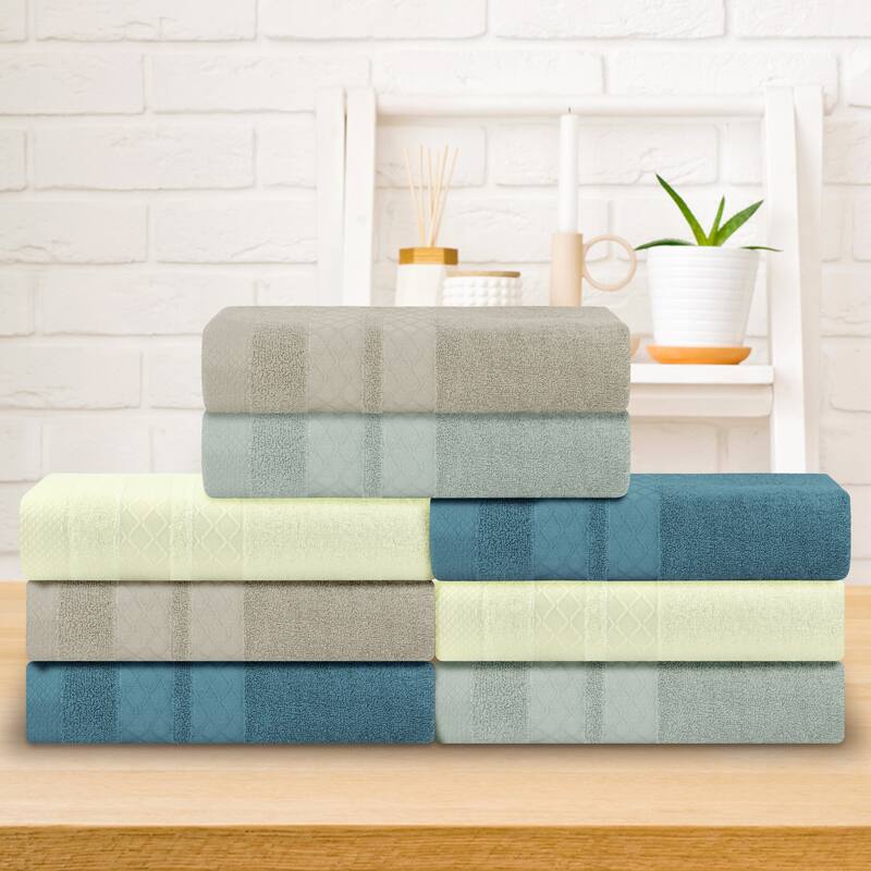 Striped 2-Piece Cotton Bath Towels, Absorbent and Light Weight Towels for Bathroom, Hotel, Spa 28" x 56"