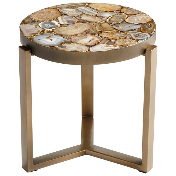 Cyan Design 0898B Geodance 16-3/4" Diameter Stone Top Iron Accent Table