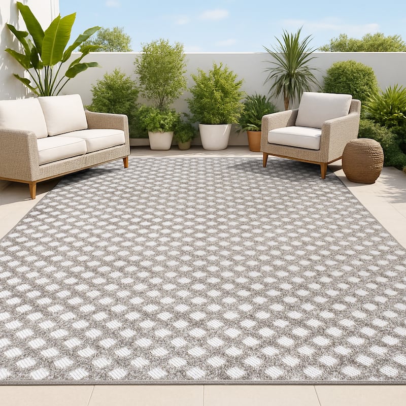 JONATHAN Y Citta High-Low Pile Mini-Diamond Trellis Indoor/Outdoor Area Rug