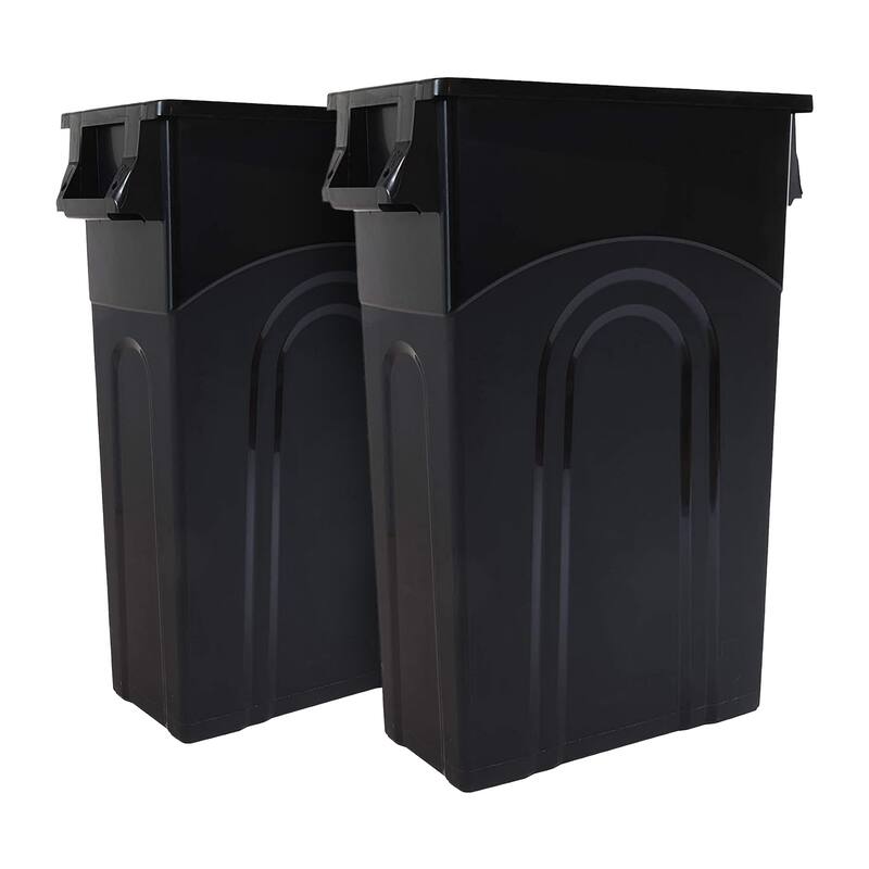United Solutions 2 Pack 23 Gal Kitchen Trash Can Garbage Bins, Highboy, Black - 13.14