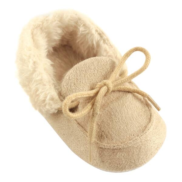 slide 1 of 1, Luvable Friends Baby Girl Moccasin Shoes, Beige 0-6 Months - Beige