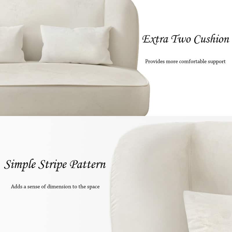 Two Pillows Velvet Upholstered Metal Loveseat