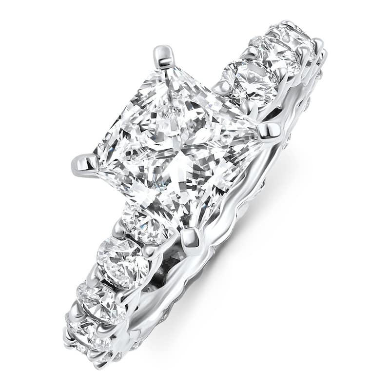 7Ct Princess Cut Diamond Eternity Engagement Ring Gold Lab Grown