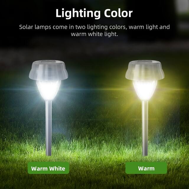 1/6/12Pcs Garden Solar Lights for Outdoor Pathway Waterproof Outside Post Lighting Lamps, White / Warm White