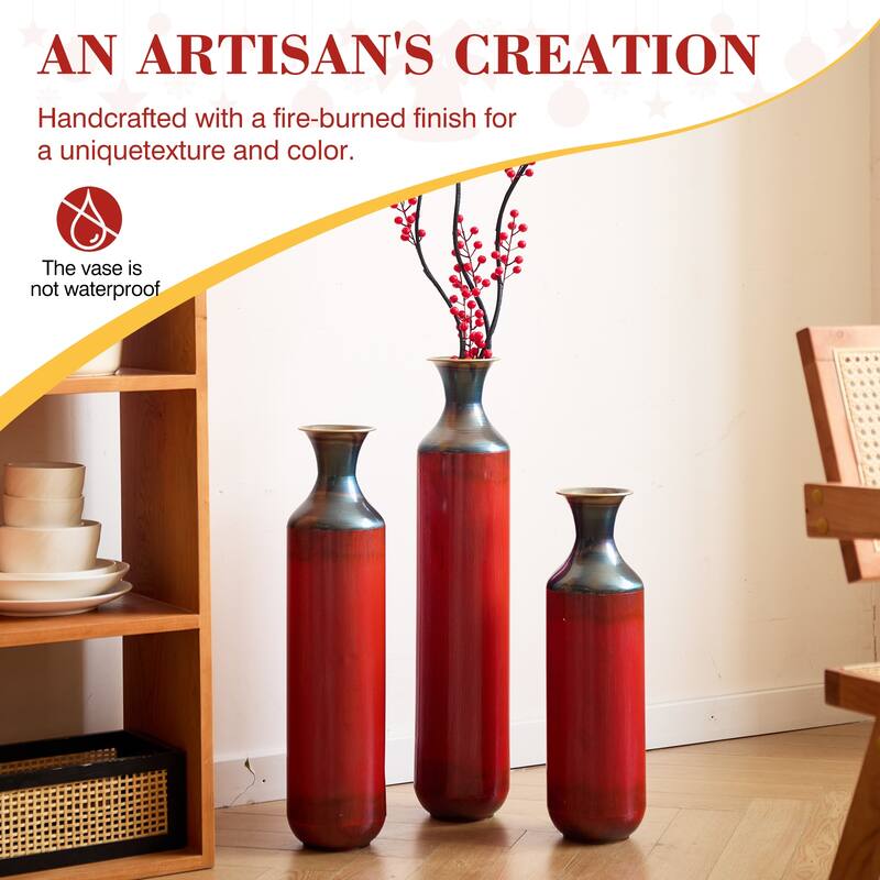 Hand-Woven PVC Rattan Floor Vase