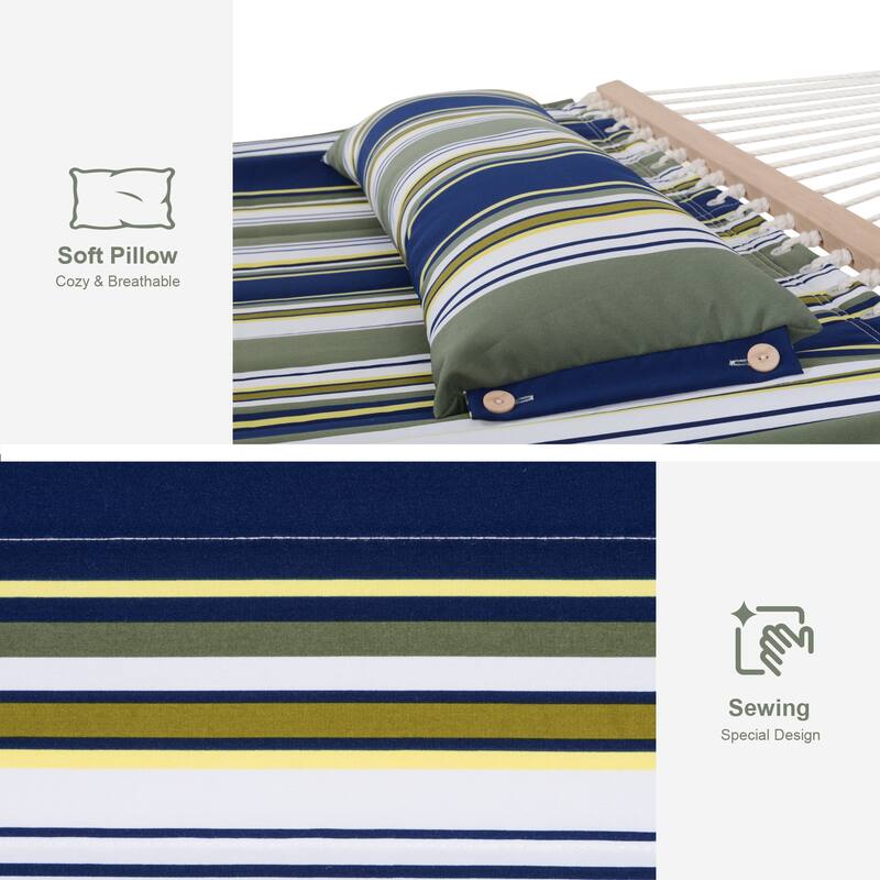 Double Spreader Bar Hammock With 13.5 ft. Wooden Stand - 162*55.1*48.8