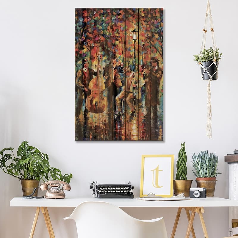 Glowing Music Print On Wood by Leonid Afremov - Multi-Color