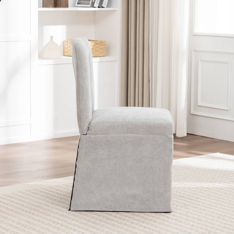 2-Piece Linen Dining Chairs, Modern Fabric Side Chairs,with Padded Seat and Backrest, Upholstered Armless Chairs