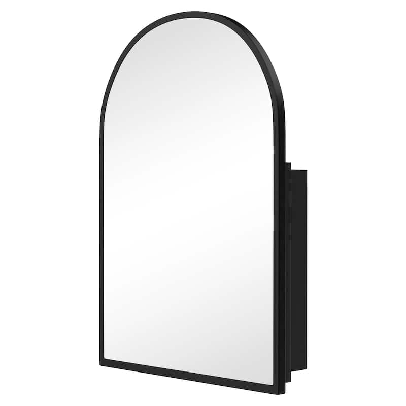 Arched Bathroom Medicine Cabinet with Mirror Metal Framed Wall Mounted Recessed Cabinets for Bathroom Vanity