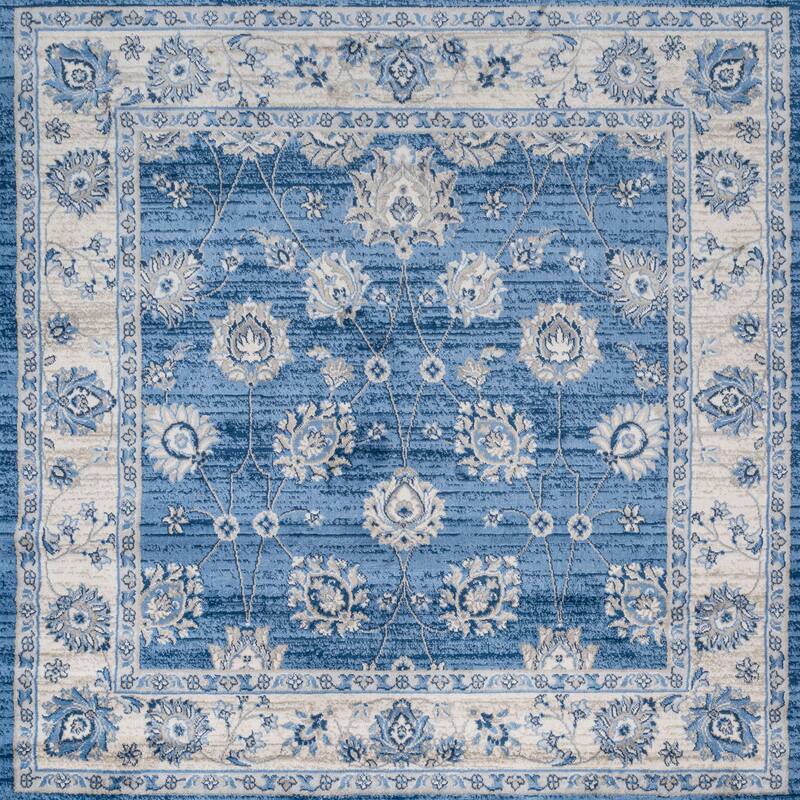 JONATHAN Y Traditional Persian Vintage Moroccan Area Rug - 5' Square - Blue/Cream