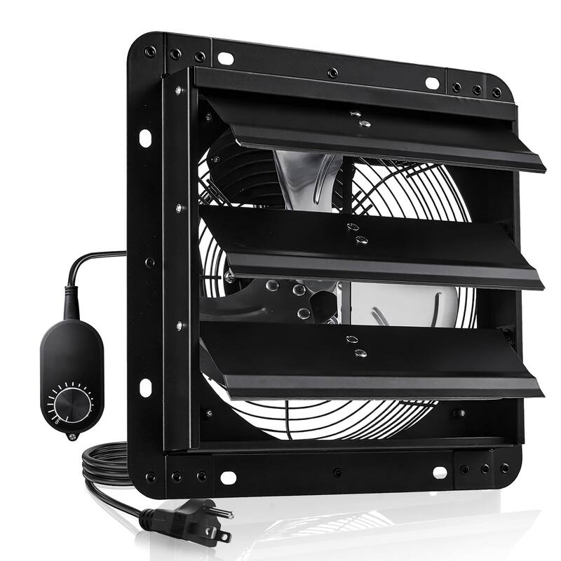 10 inch Shutter Exhaust Fan, Wall Mounted Attic Vent Fan with Variable Speed Controller, 900 CFM, AC Motor, Low Noise for Shed