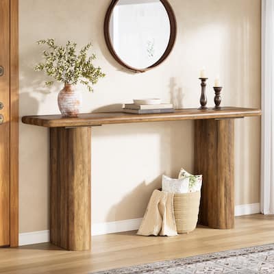 63-Inch Long Console Table, Industrial Wood Rectangular Sofa Table