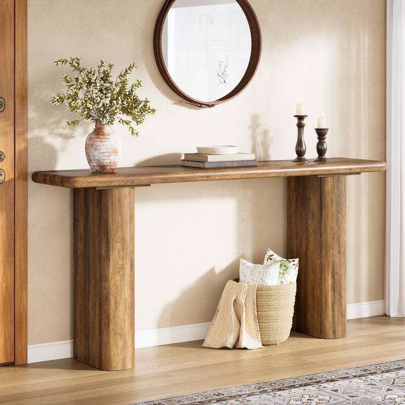 Industrial 63" Long Console Table Entryway Hall Table for Living Room - Brown