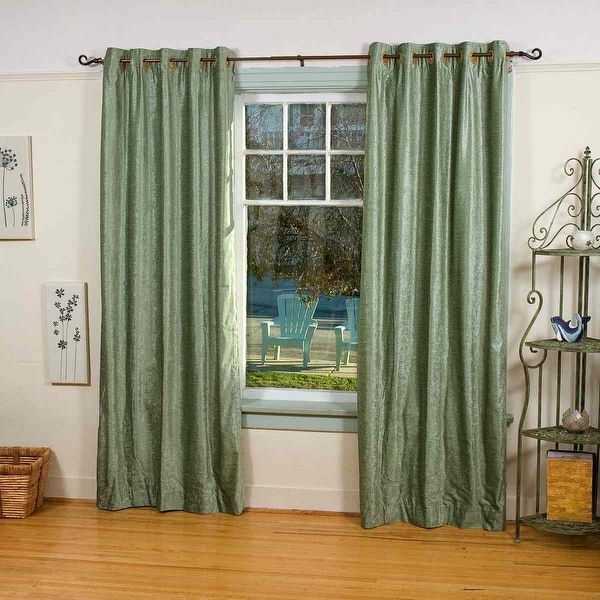 Olive Green Ring / Grommet Top Velvet Curtain / Drape / Panel - Piece. Opens flyout.