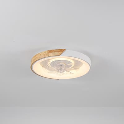 19 in. Modern White Circle Color-Changing Integrated LED Flush Mount Ceiling Fans Light With Remote Control for Bedroom