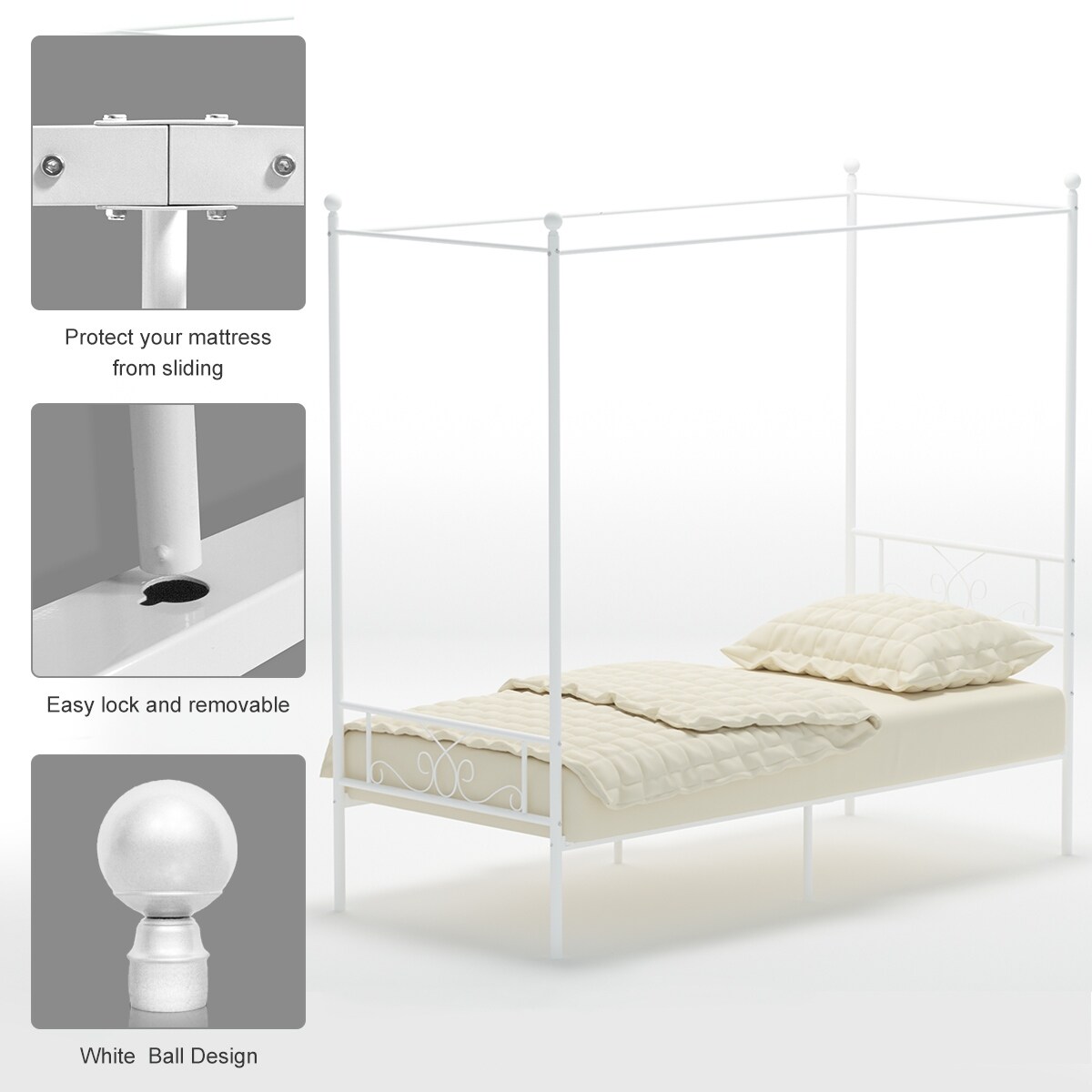 Details about   Double-deck Thickened Spiral Connection Style Design Metal Canopy Bed Frame Post 