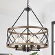 preview thumbnail 1 of 34, 4-Light Circle Hanging Candlestick Linear Foyer Chandelier Lighting Fixture for Dining Room Kitchen Island Brown