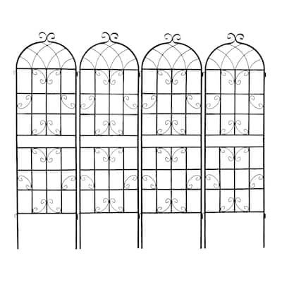 4 Pack Metal Garden Trellis 71" x 19.7" Rustproof Trellis for Climbing Plants Outdoor Flower Support Black